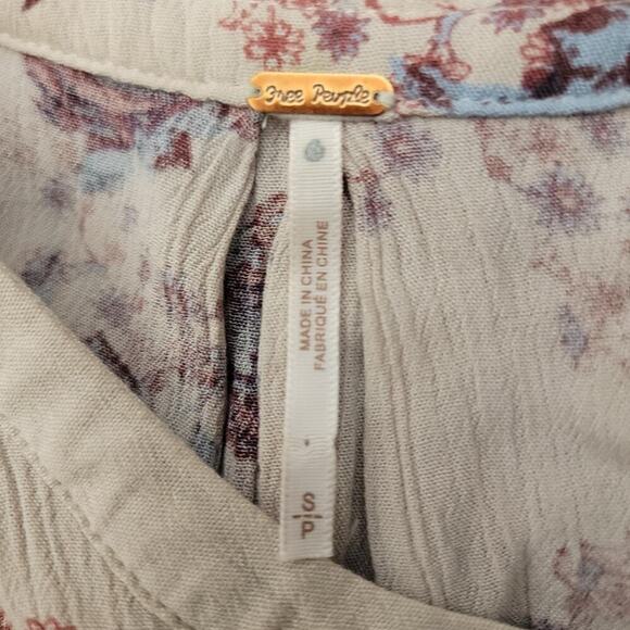 Free People Tunic Top Sz Small Tree Swing Washed Stone Combo OB413273 - Picture 7 of 9